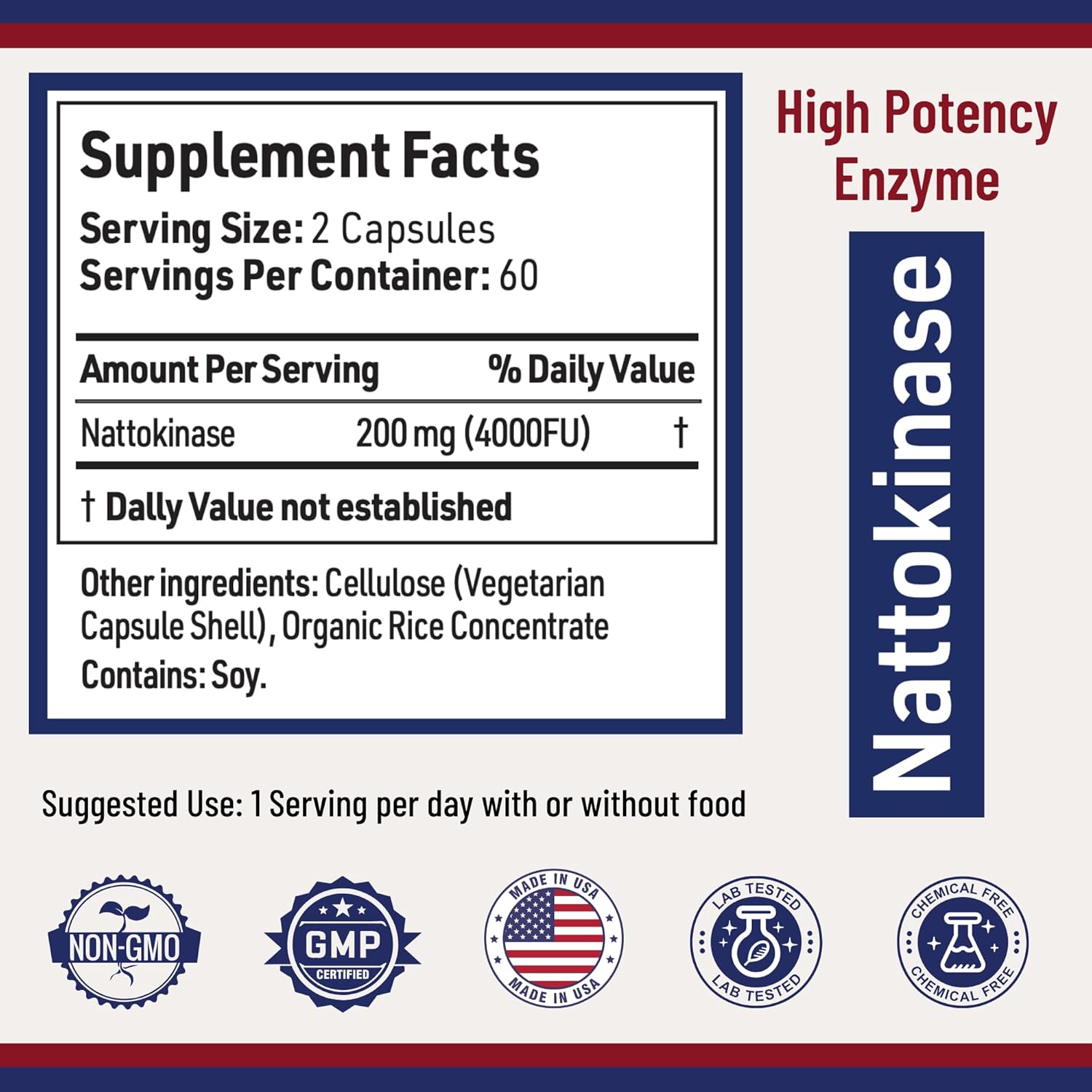 Ageimmune Nattokinase Supplement 4000 Fu 200Mg - Enzyme - Cardiovascular Support 120 Capsules -Derived From Japanese Natto - Made In The Usa Without Magnesium Stearate. : Health & Household
