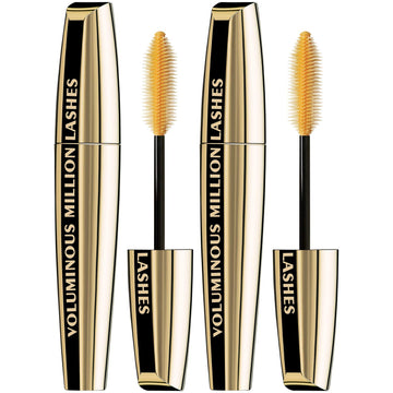 L’Oreal Paris Makeup Voluminous Million Lashes Mascara, Volumizing Collagen Infused Eye Makeup, Amplifying Mascara Brush, Washable, Blackest Black, 0.3 Fl Oz., 2 Count