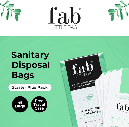 Fab Little Bag Starter Plus Pack - 45 Sanitary Disposal Bags Plus Recyclable Refill Pack for Out and About (45 Pack)