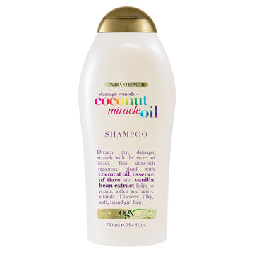 Ogx Extra Strength Damage Remedy + Coconut Miracle Oil Shampoo For Dry, Frizzy Or Coarse Hair, Hydrating & Flyaway Taming Shampoo, Paraben-Free, Sulfate-Free Surfactants, 25.4 Fl Oz