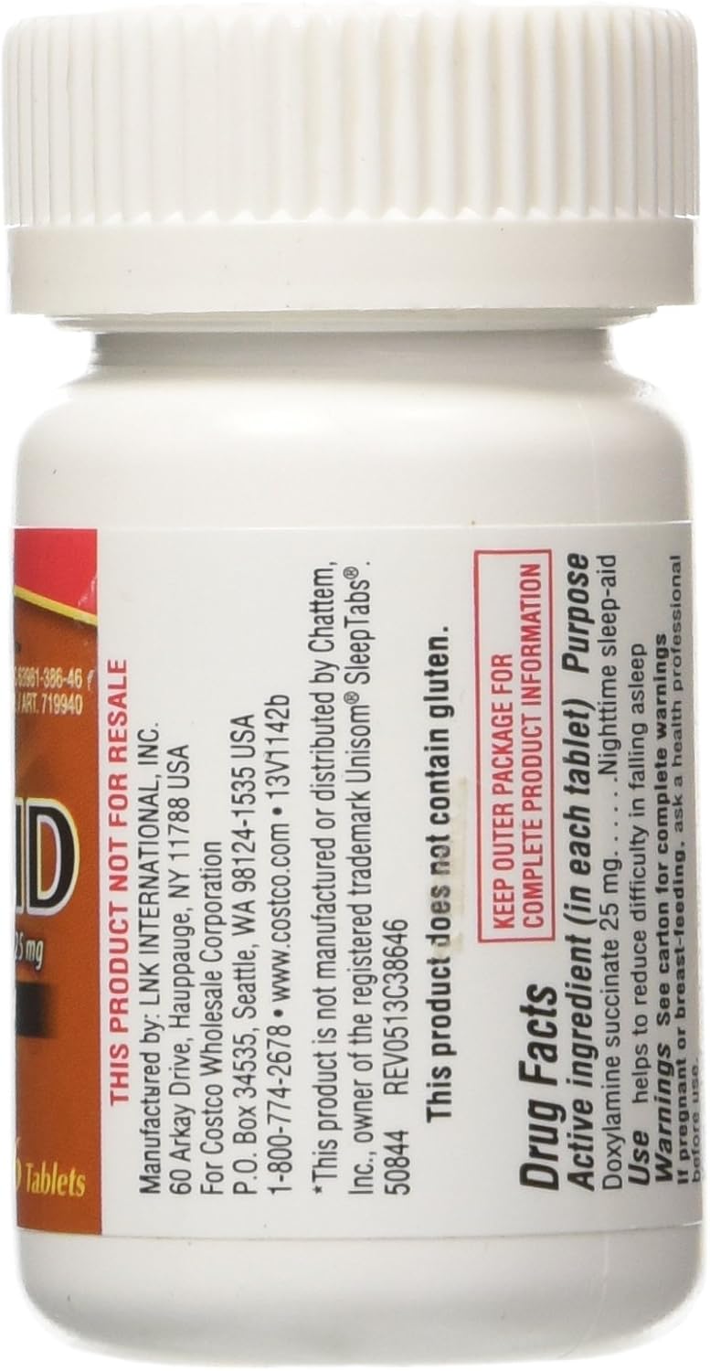 Kirkland Signature Sleep Aid Doxylamine Succinate 25 Mg X Tabs (53201812) No Flavor 96 Count, Packaging May Vary