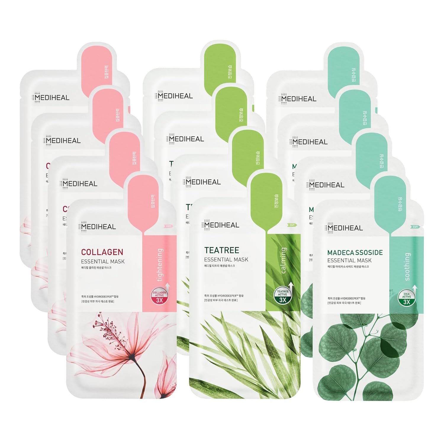 Mediheal Official Best Korean Sheet Mask - Collagen Teatree Essential Face Mask 20 Sheets Lifting Firming Calming Soothing For All Skin Types : Beauty & Personal Care