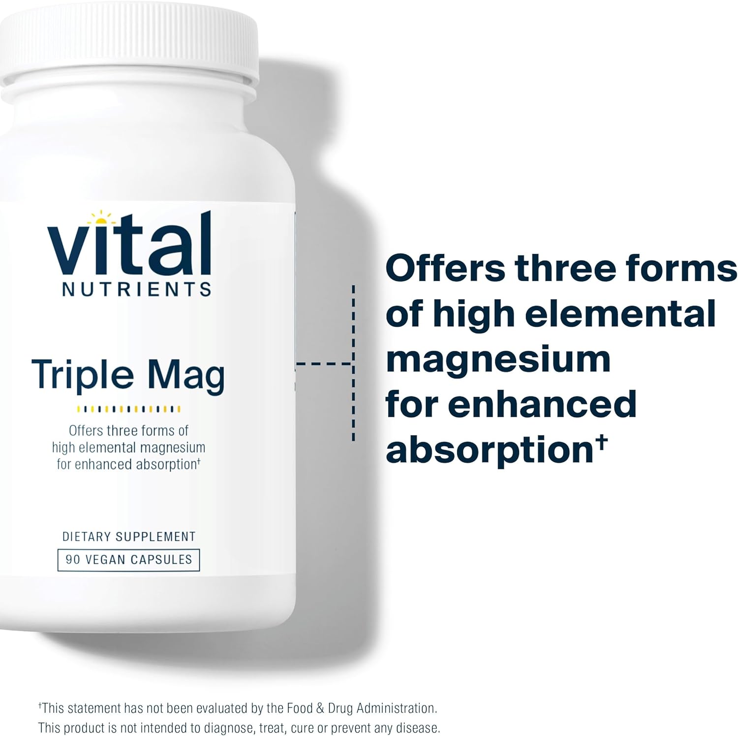 Vital Nutrients Triple Magnesium Complex | Vegan Magnesium Glycinate, Malate & Oxide 250mg | Easily Absorbed Magnesium Supplement for Stress, Muscle, Heart, Bone Support | 90 Capsules : Health & Household