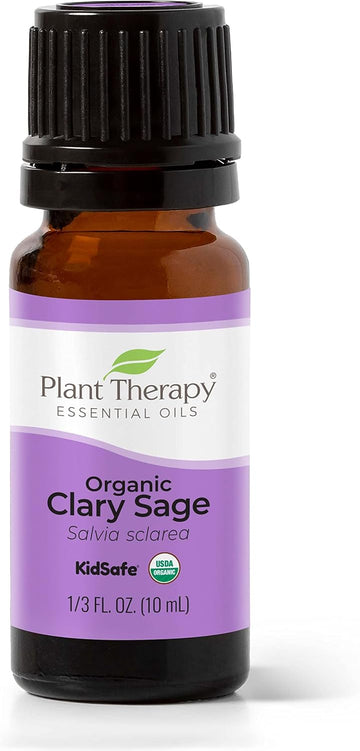 Plant Therapy Organic Clary Sage Essential Oil 10 Ml (1/3 Oz) 100% Pure, Undiluted, Natural Aromatherapy, Therapeutic Grade