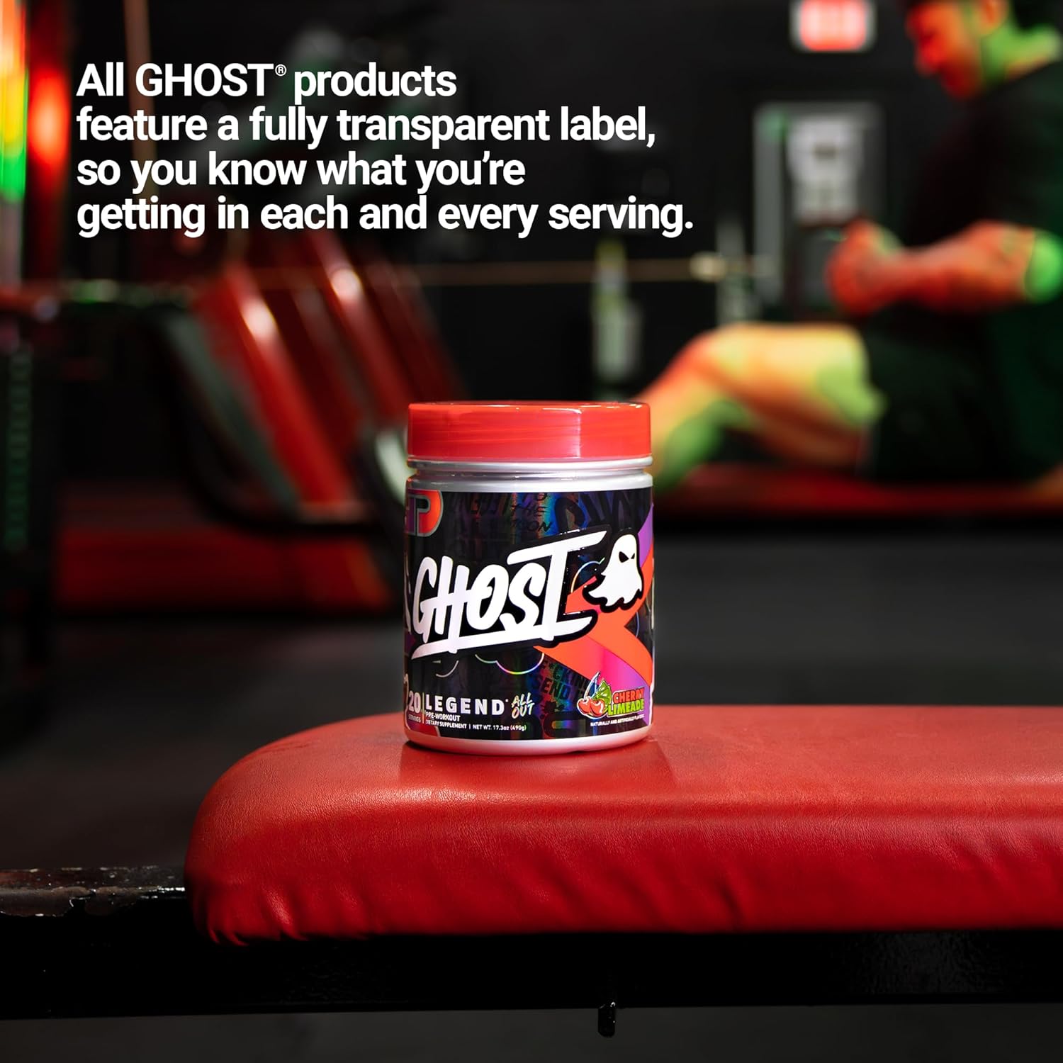 GHOST Legend All Out Pre-Workout Powder, Cherry Limeade - 20 Servings - Pre-Workout Supplement for Men & Women - Energy & Pumps - Caffeine, L-Citrulline, & Beta Alanine Blend - Sugar Free : Health & Household