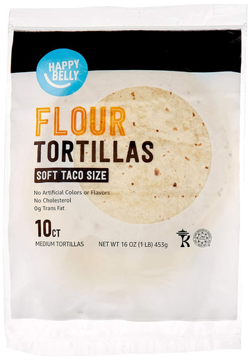 Amazon Brand, Happy Belly Flour Tortillas, Medium, 10 Count