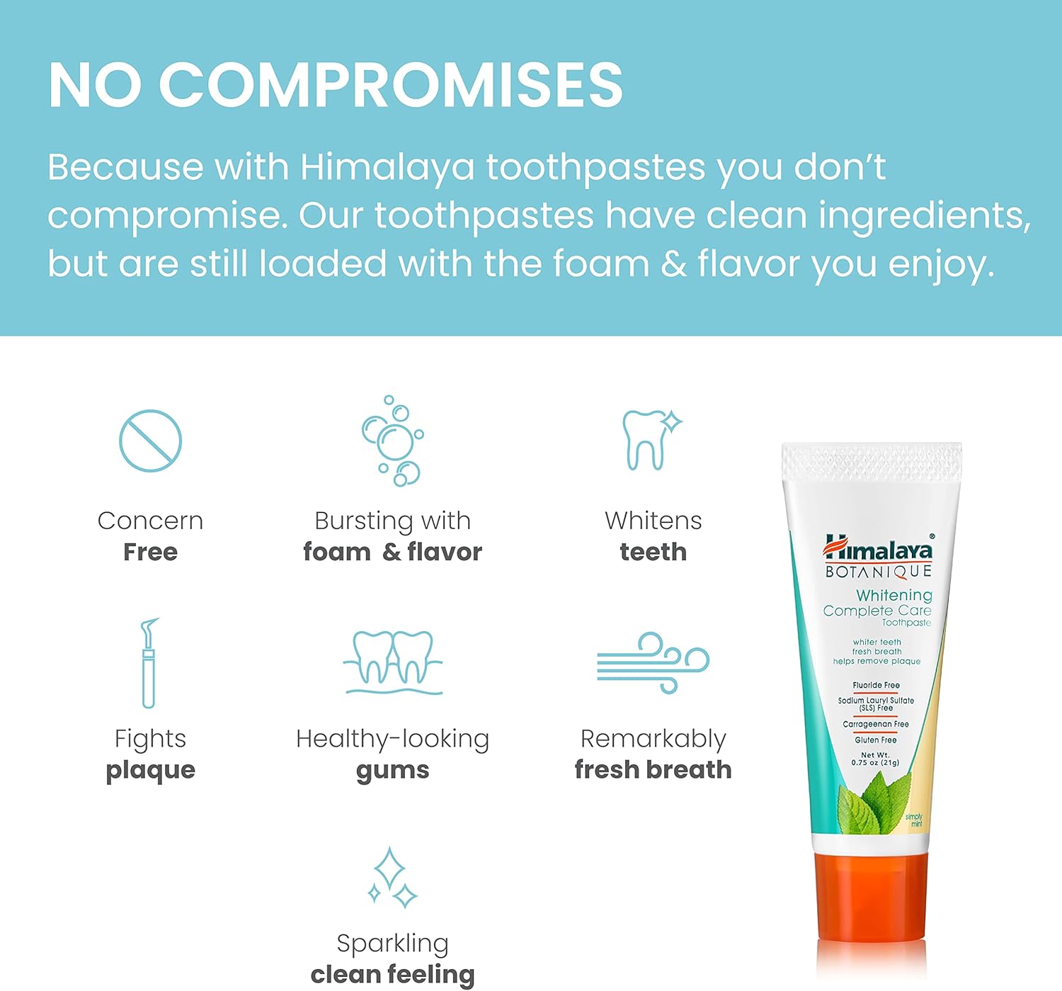 Himalaya Botanique Whitening Complete Care Toothpaste, 20 Pack Travel Size, Teeth Whitening, Fights Plaque, Fluoride Free, No Artificial Flavors, SLS Free, Simply Mint Flavor, TSA Approved, 0.74 Oz : Health & Household