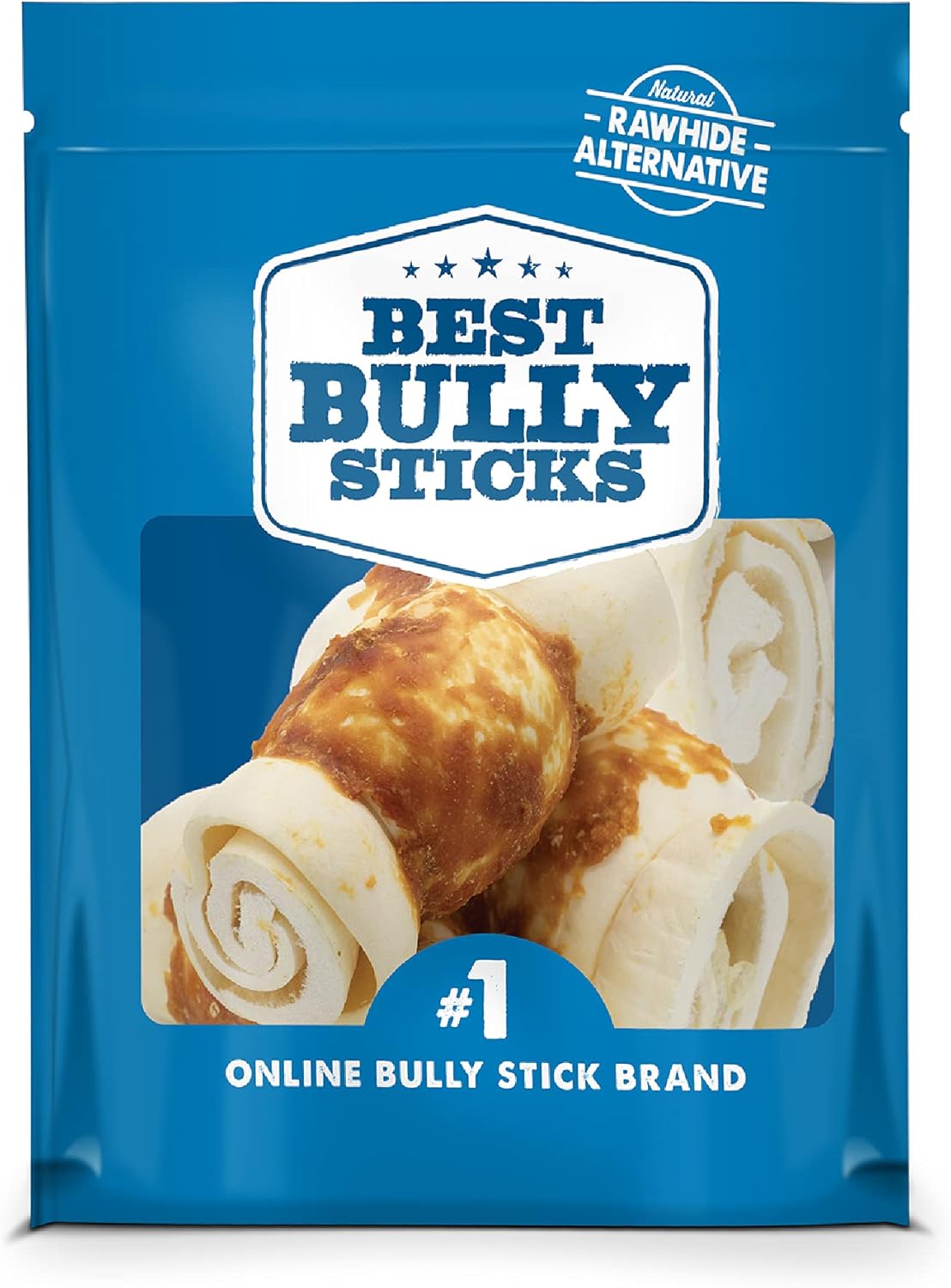 Best Bully Sticks All-Natural Chicken-Wrapped Beef Cheek Dog Treats - Made With Natural Occurring Collagen - Chews Like A Rawhide, But Not A Rawhide (Chicken Wrapped, Medium 4-Pack)