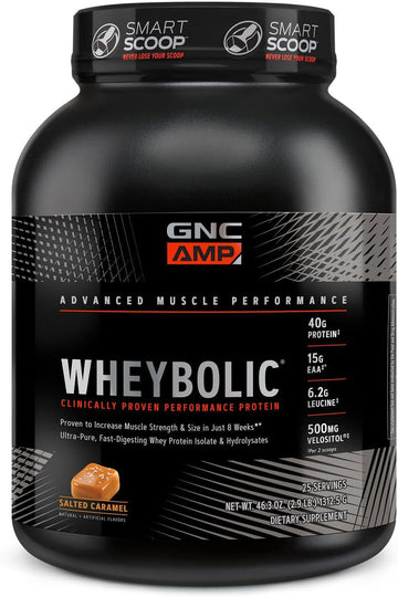 Gnc Amp Wheybolic Protein Powder | Targeted Muscle Building And Workout Support Formula | Pure Whey Protein Powder Isolate With Bcaa | Gluten Free | Salted Caramel | 25 Servings