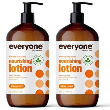 Everyone Nourishing Hand And Body Lotion, 32 Ounce (Pack Of 2), Citrus And Mint, Plant-Based Lotion With Pure Essential Oils, Coconut Oil, Aloe Vera And Vitamin E