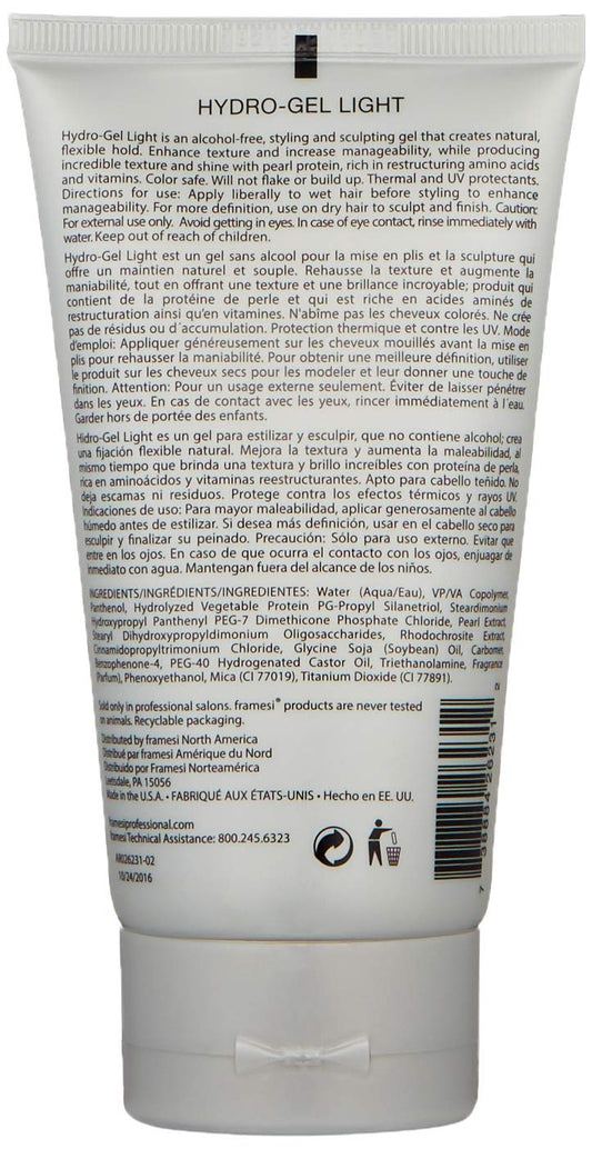 Framesi By Hair Gel | By Pearl Hydro Gel Light | By Lava Hydro Gel Strong | 5.1 Fl Oz | Volume And Shine | Color Treated Hair