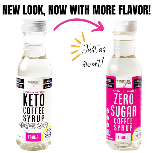 Wholesome Yum Zero Sugar Coffee Syrup (Keto Coffee Syrup) - Sugar Free Vanilla Syrup With Monk Fruit & Allulose - For Hot & Cold Drinks - Natural Sweetener & Flavoring, Non Gmo, Low Carb, Gluten Free, Vegan (12 Fl Oz)