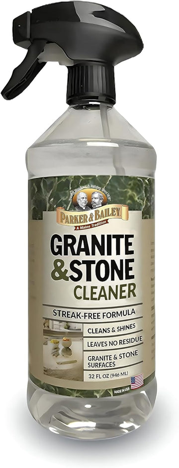 PARKER & BAILEY Granite & Stone Cleaner - Granite Countertop Cleaner Kitchen Island Cleaning Spray Marble Cleaner Tile Cleaner Slate Quartz Daily Granite Cleaner Bathroom Counter Cleaner -White, 32 Oz