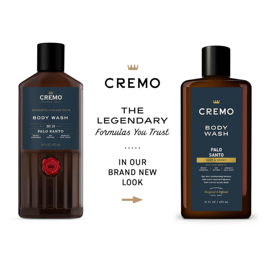 Cremo Rich-Lathering Palo Santo Body Wash For Men, Notes Of Bright Cardamom, Dry Papyrus And Aromatic Palo Santo, 16 Fl Oz