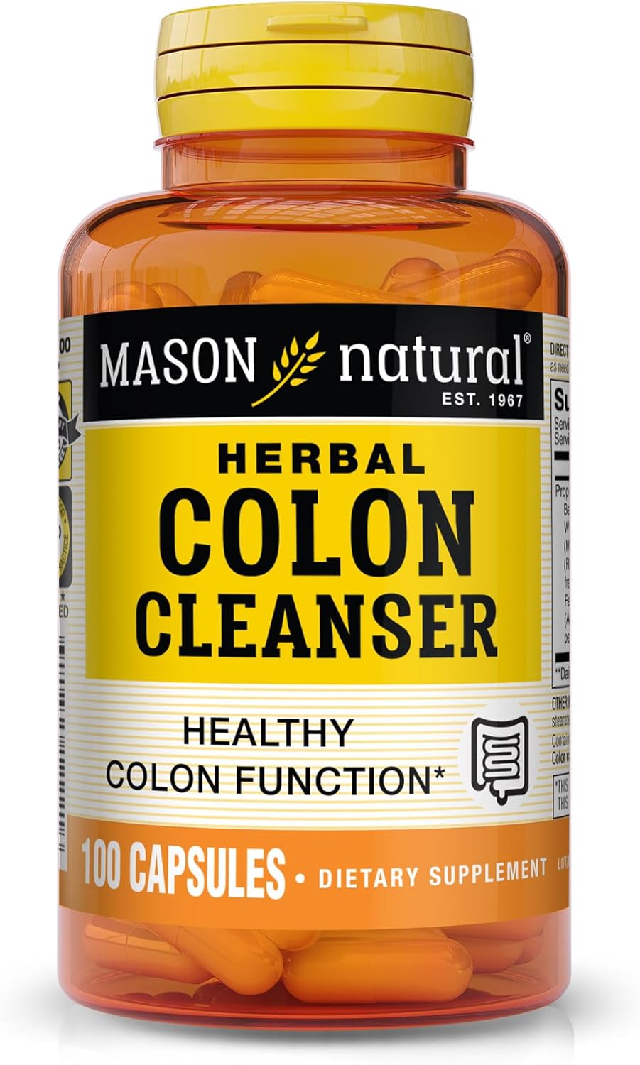 MASON NATURAL Herbal Colon Cleanser - Improved Digestive Health, Healthy Bowel Function & Detoxification, 100 Capsules