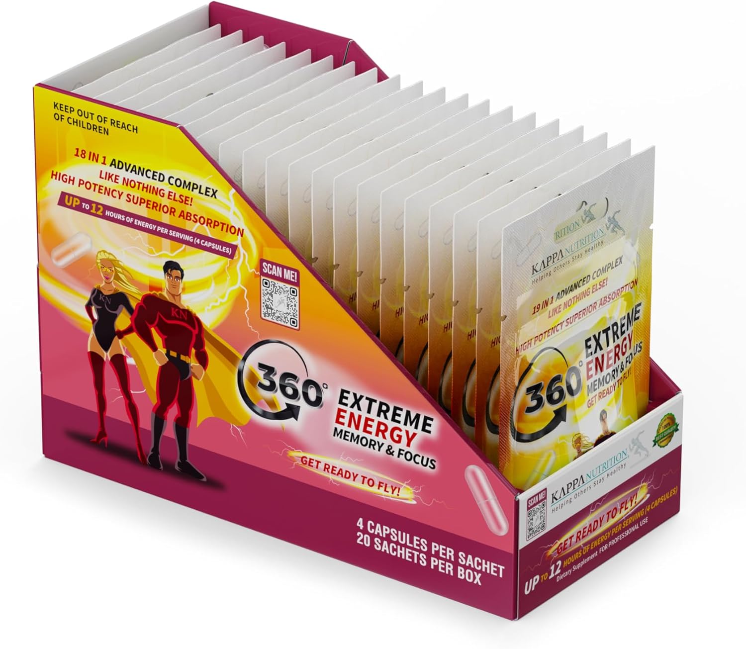 360 Extreme Energy, Memory & Focus (1 Display 20 Sachets (4 Capsules ea))