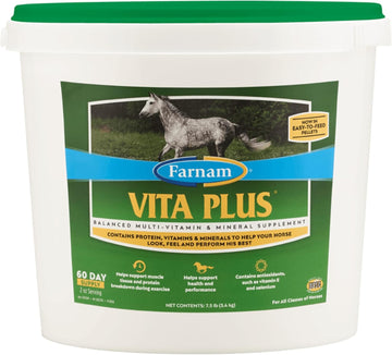Farnam Vita Plus Balanced Multi-Vitamin & Mineral Horse Supplement, Provides Balanced Nutrition To Support Overall Health And Performance, 7.5 Pounds, 60 Day Supply