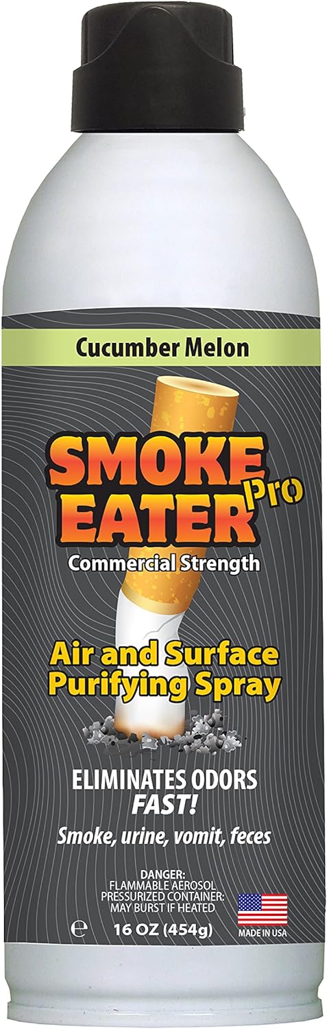 Smoke Eater Pro 16 Ounces Commercial Strength Fabric Odor Eliminator - Eradicates the Toughest Odors from any Apartment, Airbnb, Car - No More Smoke or Bad Food Smells Left Behind (Cucumber Melon)