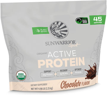 Sunwarrior Vegan Protein Powder Usda Organic Protein Powder Blend | Plant Based Bcaa Sugar Free Gluten Free Non-Gmo Dairy Free | Chocolate 4.96Lbs | Sport Organic Active Protein