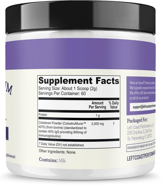 Colostrum Powder 40% Igg  Usa Sourced Bovine Colostrum Supplement For Immune Support, Gut Health, Muscle Recovery, And Overall Wellness - Single Ingredient, No Additives, Non-Gmo - 60 Servings