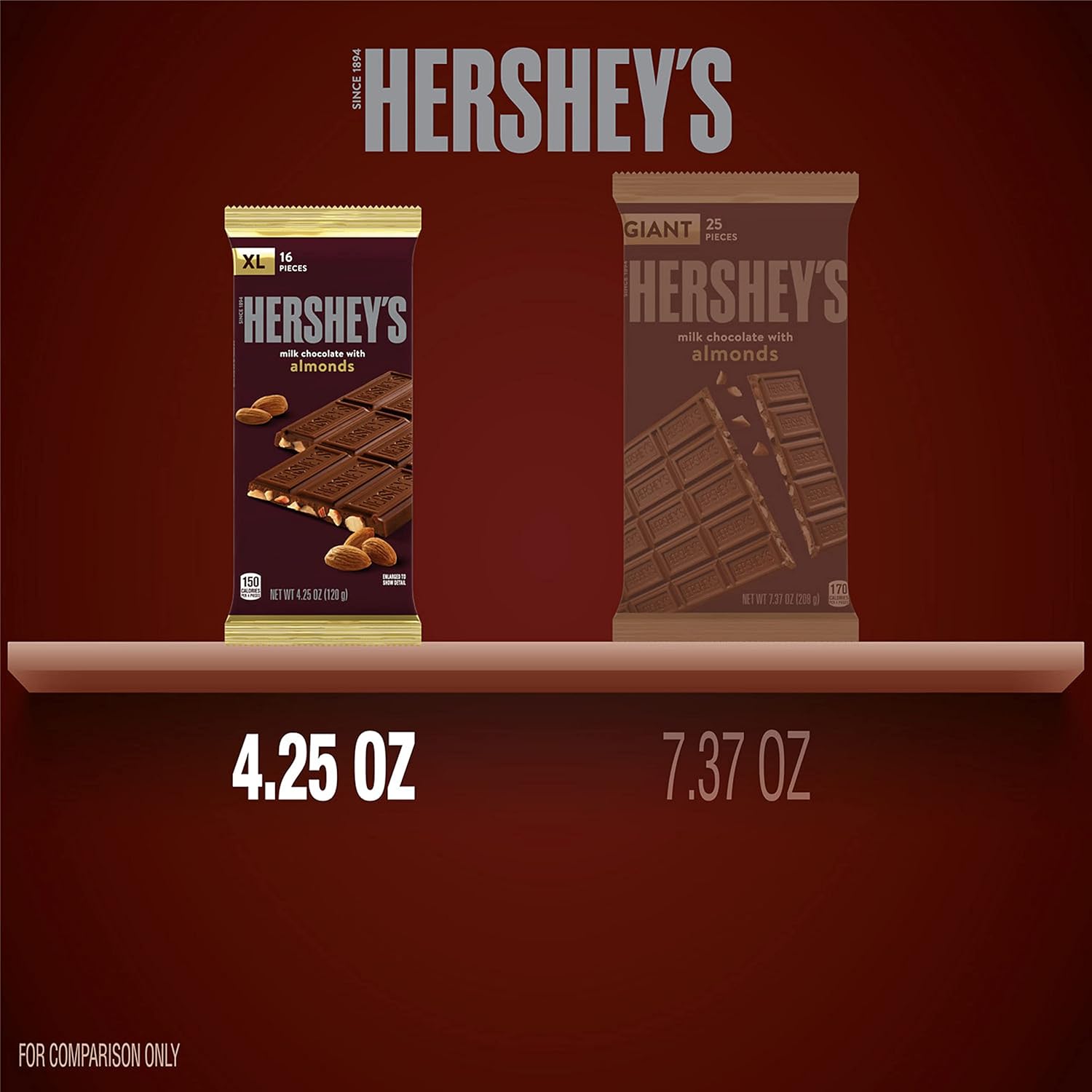 Hershey'S Milk Chocolate With Almonds Xl, Halloween Candy Bars, 4.25 Oz (12 Count, 16 Pieces)