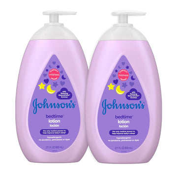 Johnson'S Moisturizing Bedtime Baby Lotion With Coconut Oil & Naturalcalm Aromas To Help Relax Baby, Mild, Hypoallergenic & Paraben-, Phthalate- & Dye-Free, Twin Pack, 2 X 27.1 Fl. Oz