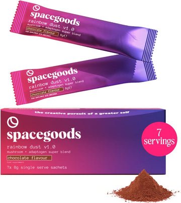Spacegoods Rainbow Dust 7 Day Sachet Pack | Flavoured Mushroom Coffee | 80Mg Of Natural Caffeine | Lions Mane, Chaga, Ashwagandha & Vitamin B5 | Experience Sharper Focus, Energy & Calm | Chocolate
