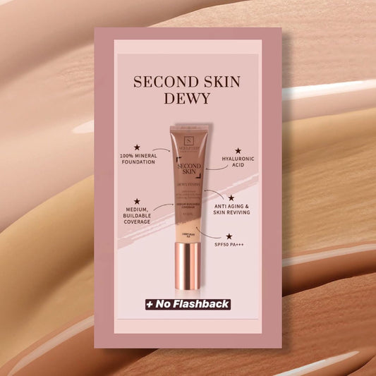 Second Skin Dewy Liquid Face Foundation From Sculpted By Aimee - 32Ml Buildable, Medium Coverage Foundation With Dewy Finish, Hyaluronic Acid, Collagen Boosting Formula, Spf 50, (Light Plus 3.5)
