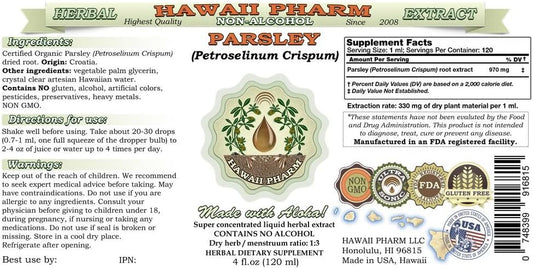 Hawaiipharm Parsley Alcohol-Free Liquid Extract, Parsley (Petroselinum Crispum) Root Glycerite Herbal Supplement 2 Oz