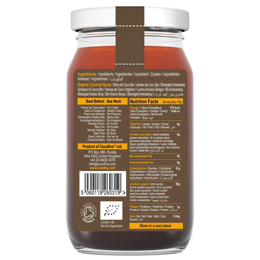 Cocofina Organic Low Glycemic Unrefined Coconut Sugar Nectar In Glass Jar 350 Ml