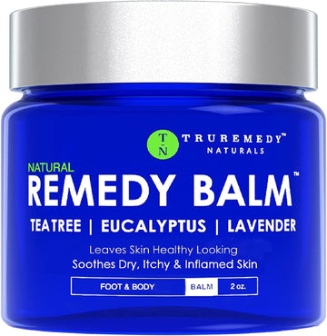 Truremedy Naturals - Remedy Balm With Tea Tree Oil - Soothing Itch Relief Ointment For Rash & Itchy Skin - Moisturizing Cream For Dry Skin - 100% Natural Foot & Body Balm - Lavender & Eucalyptus, 2Oz