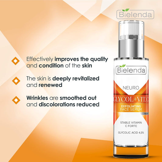 Bielenda Neuroglicol + Vit. C Exfoliating Nighttime Rejuvenation Serum 30 Ml