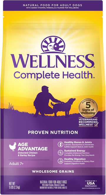 Wellness Complete Health Senior Dry Dog Food With Grains, Chicken & Barley, 5-Pound Bag