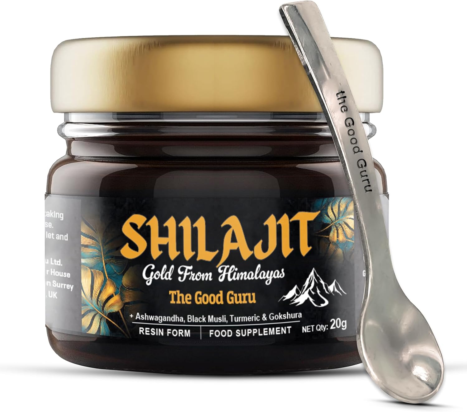 The Good Guru Pure Gold From Himalayan Shilajit 20G | 500Mg With Ashwagandha, Black Musli, Turmeric & Gokshura |100% Pure Resin Shilajit Shilajit | Vegan-Friendly Gold Shilajit