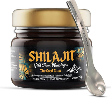 The Good Guru Pure Gold From Himalayan Shilajit 20G | 500Mg With Ashwagandha, Black Musli, Turmeric & Gokshura |100% Pure Resin Shilajit Shilajit | Vegan-Friendly Gold Shilajit