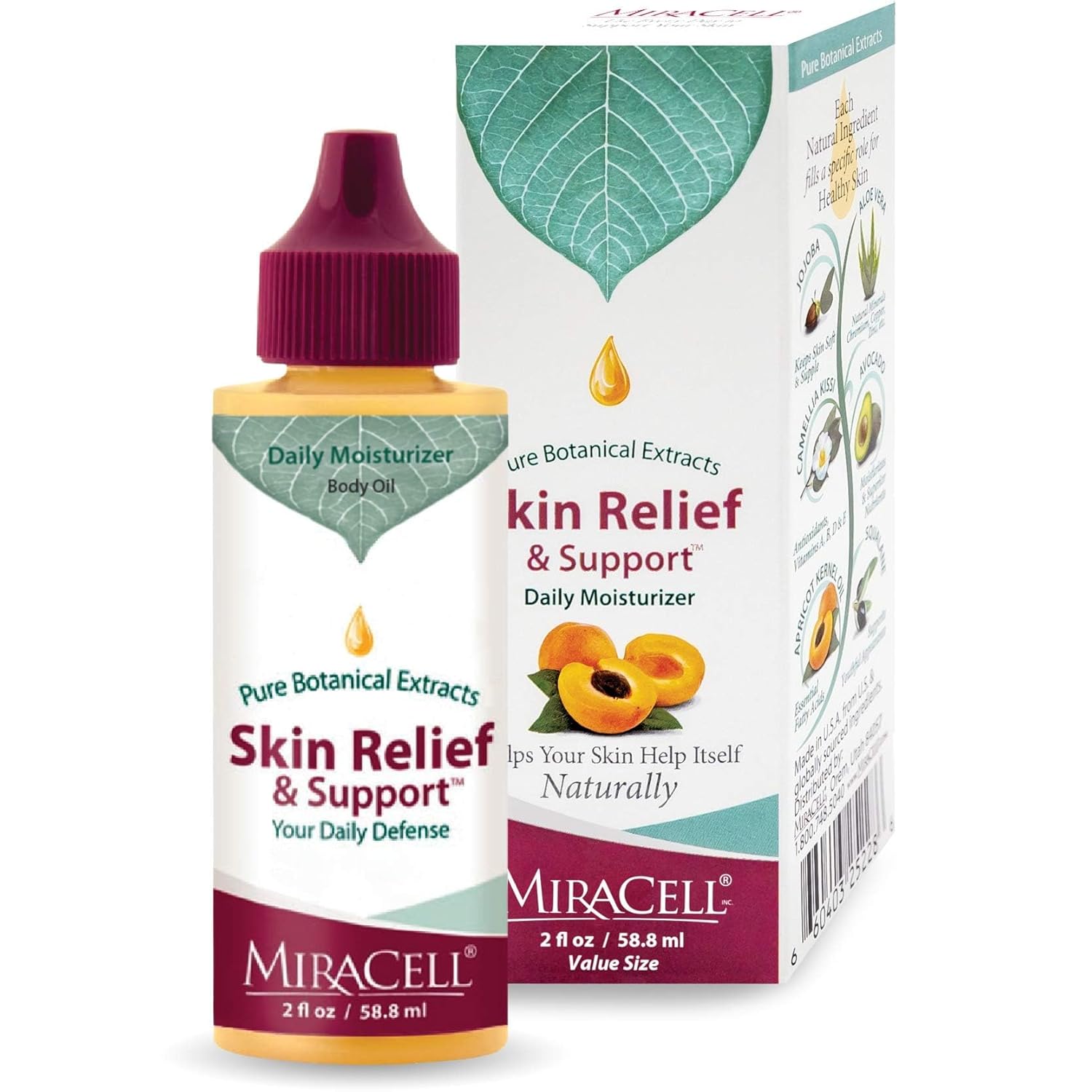 Miracell Skin Relief & Support Oil | Natural Moisturizer For Dry, Sensitive, Or Irritated Skin | Soothes Cuts, Scrapes, Bug Bites, Sunburn, Chafing, Rough Hands, Cracked Cuticles & Windburn | 2 Oz