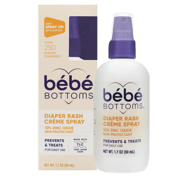 Bébé Bottoms Baby Diaper Rash Cream Spray, No-Rub Touch Free Application for Sensitive Skin (50 ml)