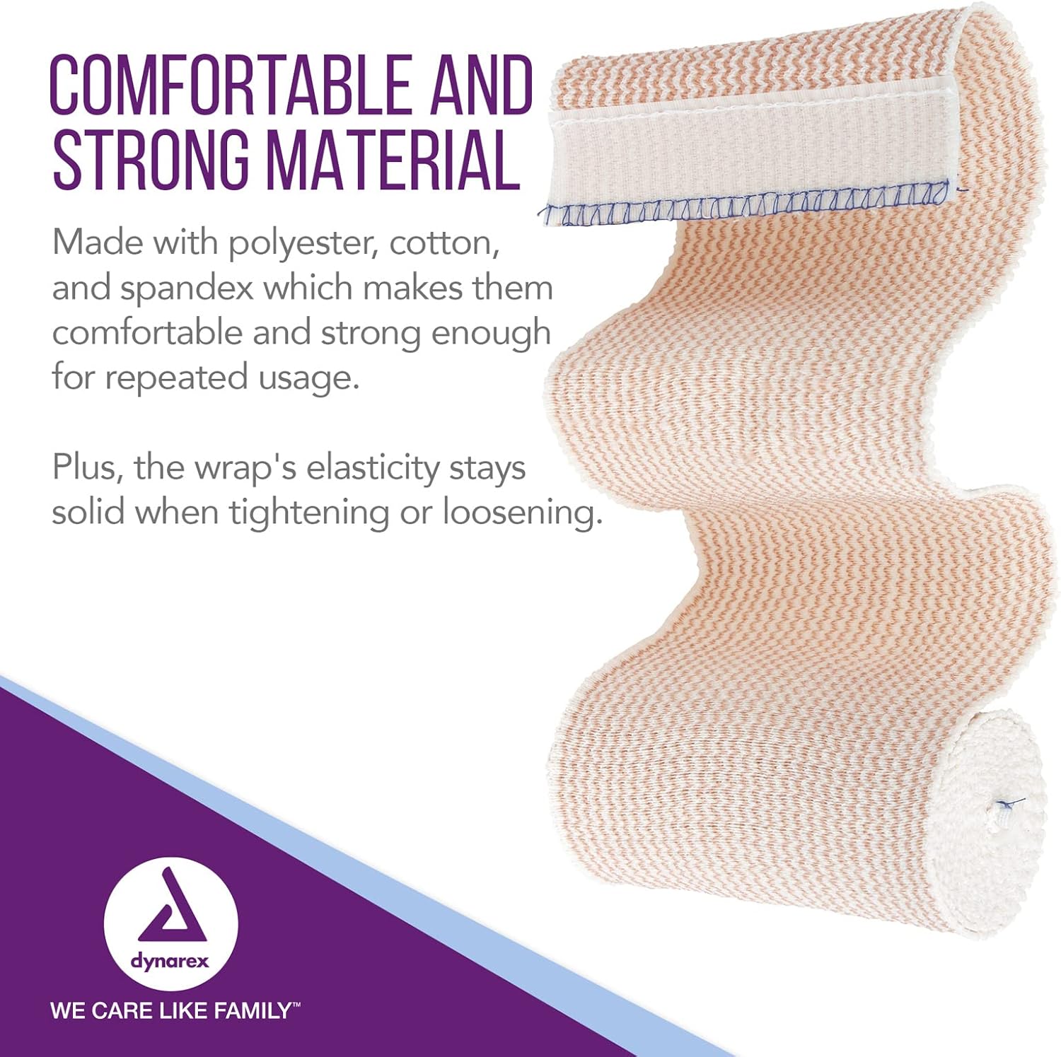 Dynarex 3660 Elastic Bandage with Self-Closure, 4" x 5 yds, Provides Compression for Injuries, Cotton, and Spandex, Non-Sterile and Latex-Free : Health & Household