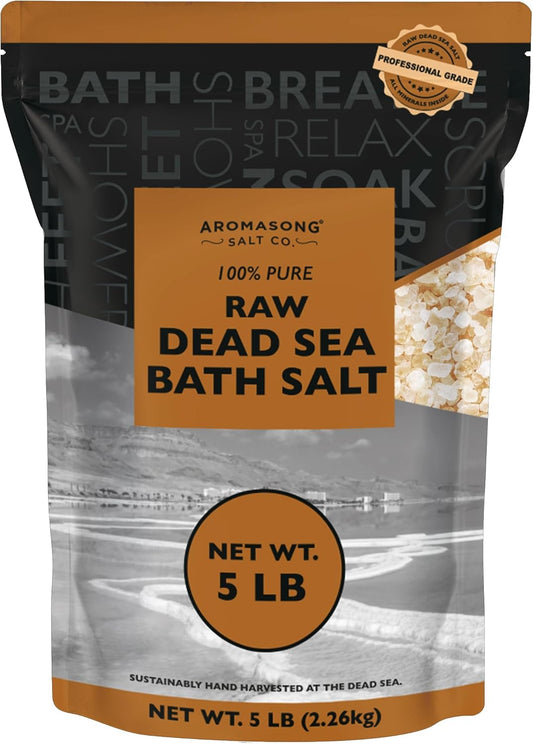 Aromasong Dead Sea Spa Bundle: 5 Lbs Raw Dead Sea Salt + 100% Pure Dead Sea Mud Mask For Detox And Relaxation