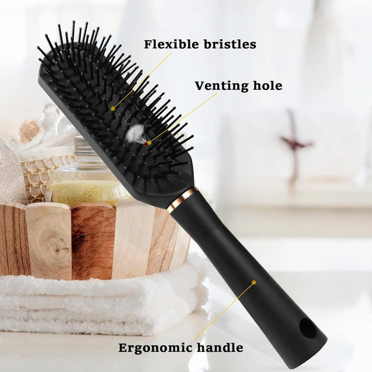 Duaiu Hair Brush Set, 5 Pcs Paddle Brush And Hair Comb For Men Women, Paddle Detangling Brush Vented Brush Wide Tooth Comb For Curls Straight Thick Fine Wet Or Dry Hair Care Styling