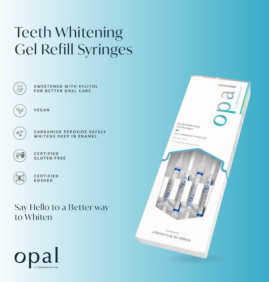 Opal by Opalescence 20% Home Teeth Whitening Gel - Refill Syringes - (1 Packs / 4 Syringes) - Carbamide Peroxide Deluxe Tooth Whitening Kit - Made by Ultradent Products - 5772-1