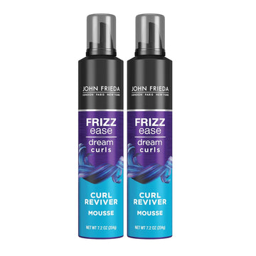 John Frieda Frizz Ease Curly Hair Reviver Mousse Enhances Curls, A Soft Flexible Hold For Curly Or Frizzy Hair, Alcohol-Free, 7.2 Oz (Pack Of 2)