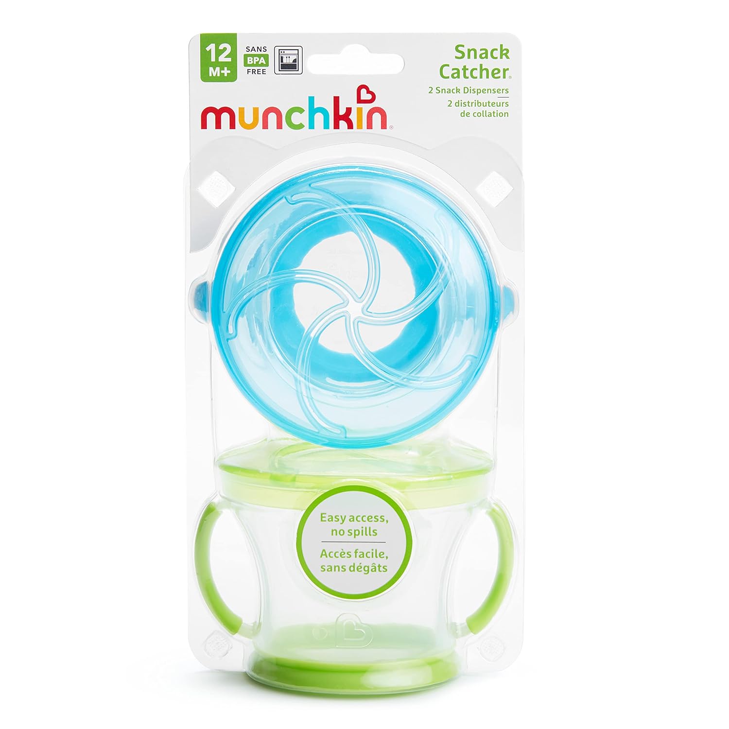 Munchkin® Snack Catcher® Toddler Snack Cups, 2 Pack, Blue/Green : Baby