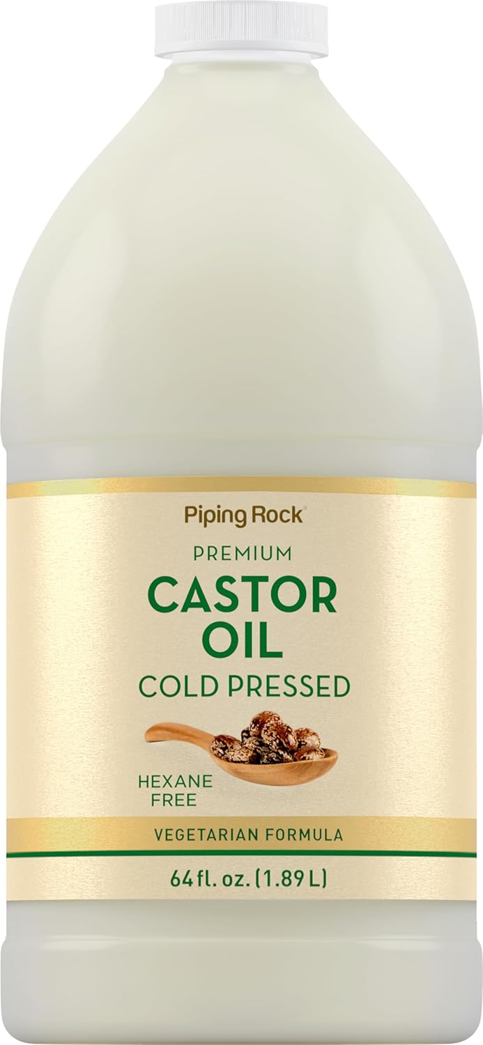 Piping Rock Castor Oil 64 oz | For Hair, Skin, Face, and Eyelashes | Cold Pressed & Hexane Free | Premium Vegetarian Formula | Gluten Free, Non-GMO