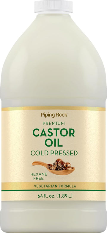 Piping Rock Castor Oil 64 oz | For Hair, Skin, Face, and Eyelashes | Cold Pressed & Hexane Free | Premium Vegetarian Formula | Gluten Free, Non-GMO