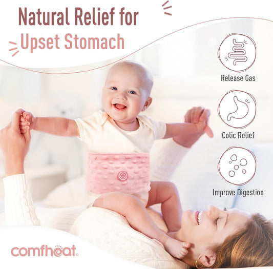 Colic And Gas Relief For Newborns And Infants, Flaxseed Heated Tummy Wrap, Baby Swaddling Belt With Soothing Warmth, Natural Relief For Upset Stomach In Babies Toddlers, 0-3 Years (Pink)