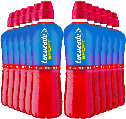 Lucozade Sport Raspberry - 12 Bottles X 500Ml - Raspberry Flavour Isotonic Sports Drink - Made With Sugars & Sweeteners - Provides Electrolytes & Carbohydrates - Enhances Hydration & Fuels Performance