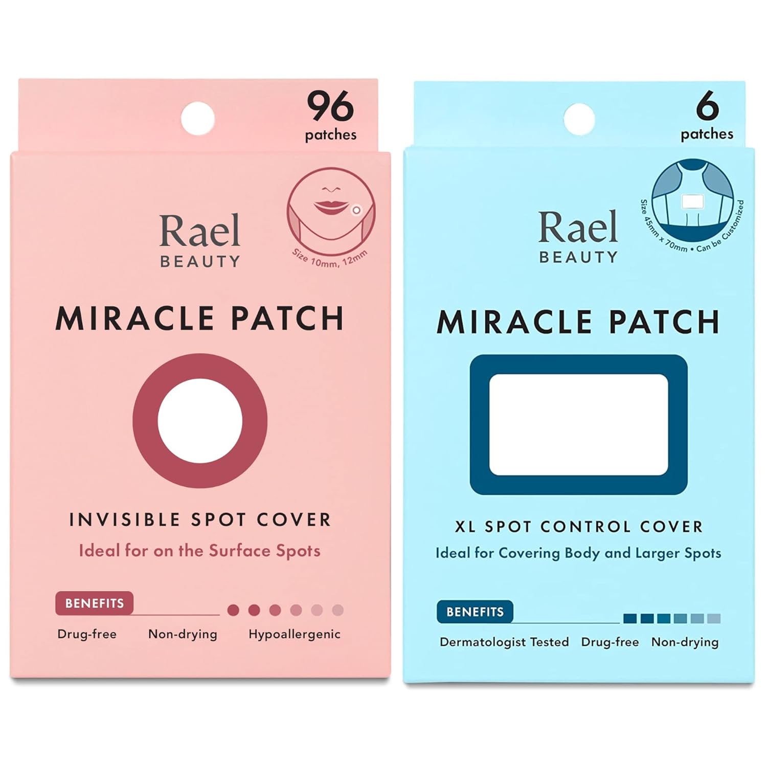 Rael Miracle Bundle - Invisible Spot Cover (96 Count), Xl Spot Control Over (6 Count)