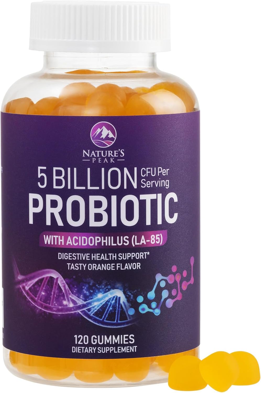 Probiotic Gummies For Women, Men & Teens - 5 Billion Cfus, 6 Pro Biotic Strains - Daily Probiotic Gummy Supplement For Natural Digestive Health, “Good” Gut & Immune Support, Orange Flavor - 60 Count