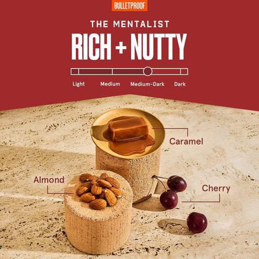 Bulletproof The Mentalist Medium-Dark Roast Whole Bean Coffee, 12 Ounces, 100% Arabica Coffee Sourced From Central And South America